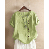 Laurenza - Womens Short Sleeve Shirt Round Neck Solid Color