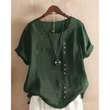 Laurenza - Womens Short Sleeve Shirt Round Neck Solid Color