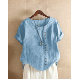 Laurenza - Womens Short Sleeve Shirt Round Neck Solid Color