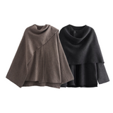 Liorenne – Wool Blend Asymmetric Poncho For Women