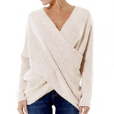 Elspeth – Womens Ribbed Wrap V Neck Jumper