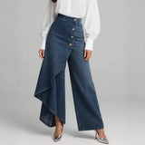 Denia - Wide Leg Denim Look Trousers
