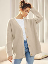 Alenya – Women’s Oversized Cardigan with V-Neck and Button Fastening