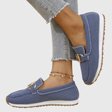 Fabrielle – Womens Textured Buckle Loafers