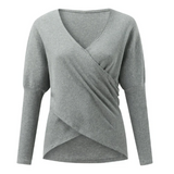 Elspeth – Womens Ribbed Wrap V Neck Jumper