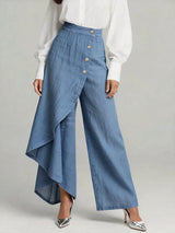 Denia - Wide Leg Denim Look Trousers