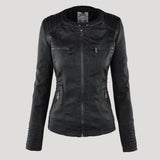 Ardena - Womens Weatherproof Faux Leather Jacket With Hood