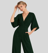 Ash – Lightweight Women’s Jumpsuit Wide Leg V Neck