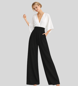 Ash – Lightweight Women’s Jumpsuit Wide Leg V Neck
