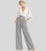 Ash – Lightweight Women’s Jumpsuit Wide Leg V Neck