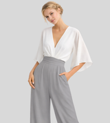 Ash – Lightweight Women’s Jumpsuit Wide Leg V Neck