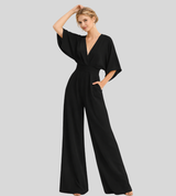 Ash – Lightweight Women’s Jumpsuit Wide Leg V Neck