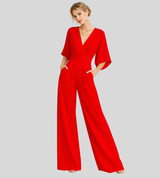 Ash – Lightweight Women’s Jumpsuit Wide Leg V Neck