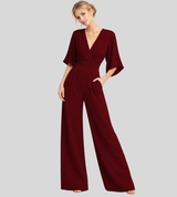 Ash – Lightweight Women’s Jumpsuit Wide Leg V Neck