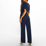 Gisela – Womens Short Sleeve Belted Casual Jumpsuit