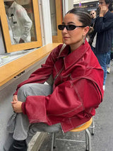 Rovienne - Red Vintage Womens Leather Jacket