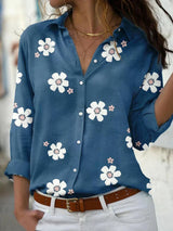 Ellavira – Floral Button Up Long Sleeve Shirt Women