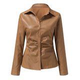 Aurelia - Leather Long Sleeve Blouse