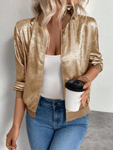 Almira - Shiny Womens Bomber Jacket With Zip