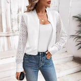 Miravella - Womens Lace Bomber Jacket With Elastic Cuffs