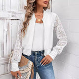 Miravella - Womens Lace Bomber Jacket With Elastic Cuffs