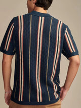 Amaro – Vertical Striped Button Polo Shirt