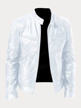 Premium Men's Leather Jacket with Insulating Lining and Adjustable Cuffs