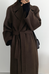 Virellia – Women’s Long Wool-Blend Coat with Waist Belt