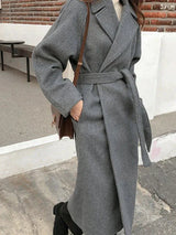Virellia – Women’s Long Wool-Blend Coat with Waist Belt
