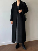 Virellia – Women’s Long Wool-Blend Coat with Waist Belt
