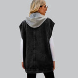 Kyverra - Womens Hooded Denim Waistcoat With Distressed Look