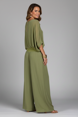 Viviane - Womens Chiffon Two Piece Wide Leg Set