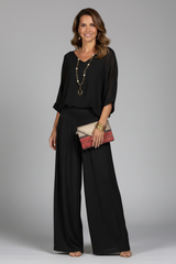 Viviane - Womens Chiffon Two Piece Wide Leg Set