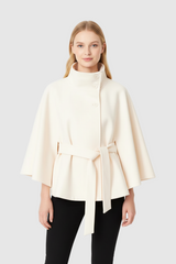 Valoria - Womens Wool Coat With High Collar And Belt