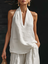 Zoeva – Sleeveless Set With Wide Leg Trousers