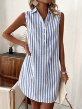 Jasminelle – Sleeveless Striped Collared Dress