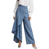 Denia - Wide Leg Denim Look Trousers