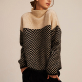 Zeraphine - Womens Cashmere Chevron Turtleneck Sweater