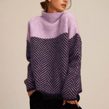 Zeraphine - Womens Cashmere Chevron Turtleneck Sweater
