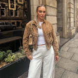 Janine - Womens Oversized Short Jacket With Zip Pockets