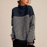 Zeraphine - Womens Cashmere Chevron Turtleneck Sweater