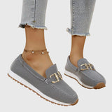 Fabrielle – Womens Textured Buckle Loafers