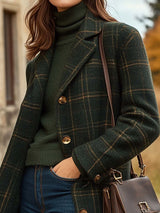 Bravielle - Womens Long Check Wool Coat