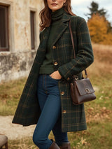 Bravielle - Womens Long Check Wool Coat