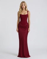Cerene Corset Maxi Dress - Burgundy