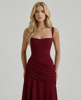 Charlotte Ruched Maxi Dress - Burgundy