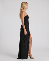 Cyrana Ruched Maxi Dress - Black
