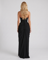 Cyrana Ruched Maxi Dress - Black