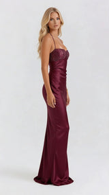 Jade Sequin Maxi Dress - Burgundy