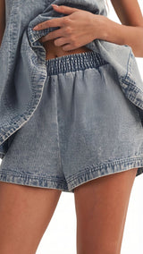Josie Sleeveless Denim Top and Shorts Set
